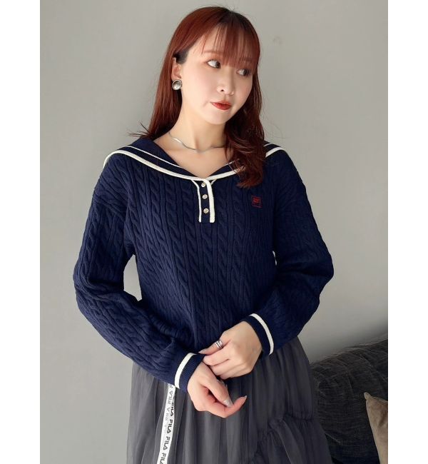 dazzlin「【FILA別注】セーラーカラーラインニットプルオーバー」|ニット・セーター|