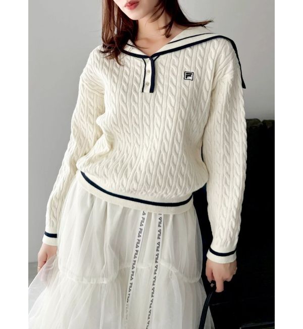 dazzlin「【FILA別注】セーラーカラーラインニットプルオーバー」|ニット・セーター|
