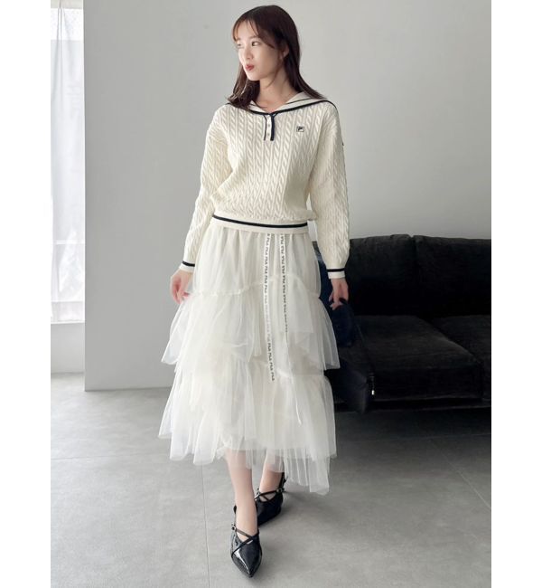 dazzlin「【FILA別注】セーラーカラーラインニットプルオーバー」|ニット・セーター|