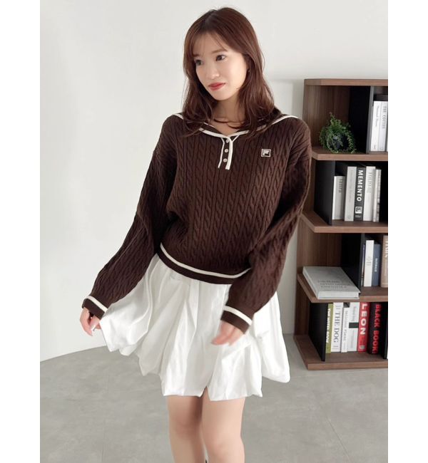 dazzlin「【FILA別注】セーラーカラーラインニットプルオーバー」|ニット・セーター|