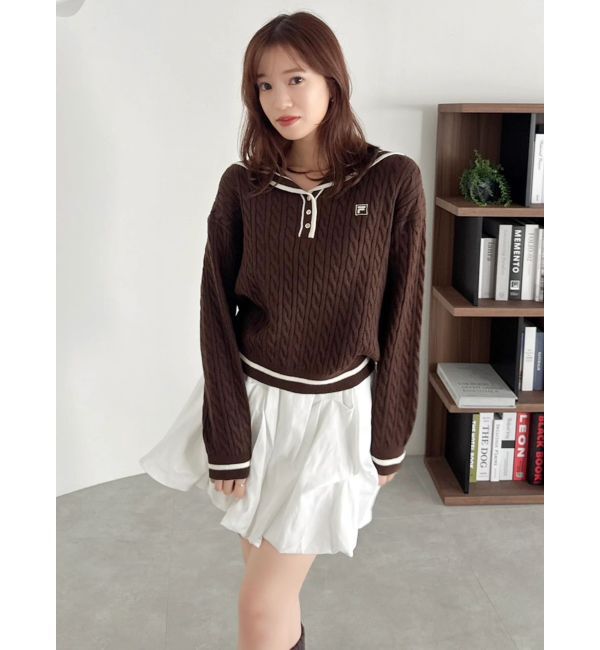 dazzlin「【FILA別注】セーラーカラーラインニットプルオーバー」|ニット・セーター|