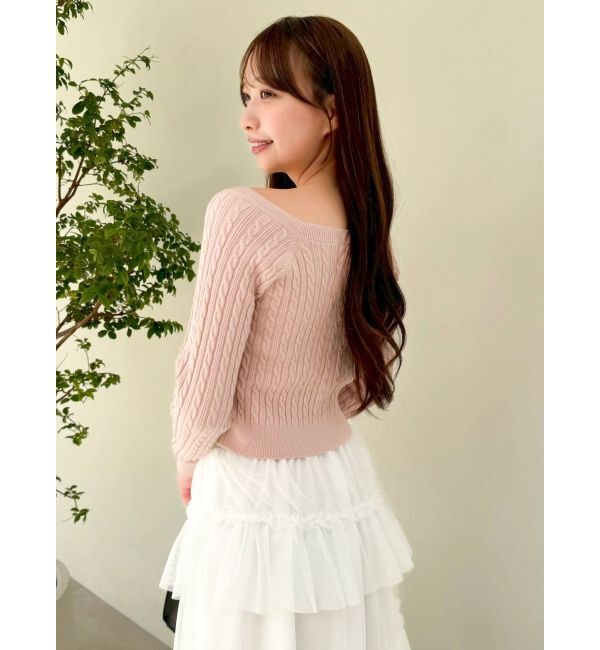 dazzlin「ミニケーブルスクエアニットトップス」|ニット・セーター|
