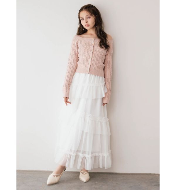 dazzlin「ミニケーブルスクエアニットトップス」|ニット・セーター|