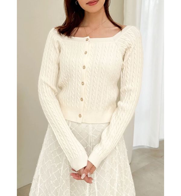 dazzlin「ミニケーブルスクエアニットトップス」|ニット・セーター|