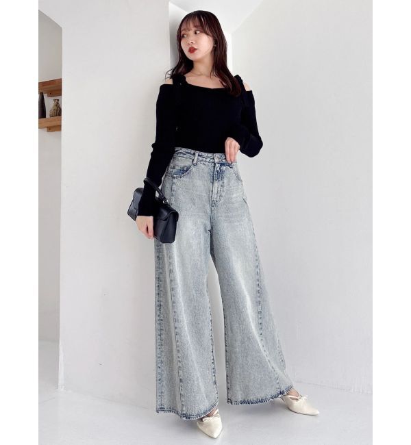 dazzlin「【WEB限定】ショルダーリボンニットトップス」|ニット・セーター|