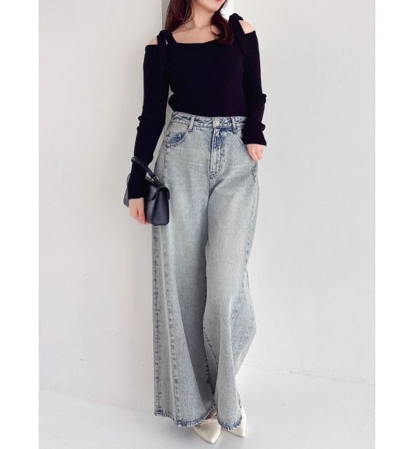 dazzlin「【WEB限定】ショルダーリボンニットトップス」|ニット・セーター|