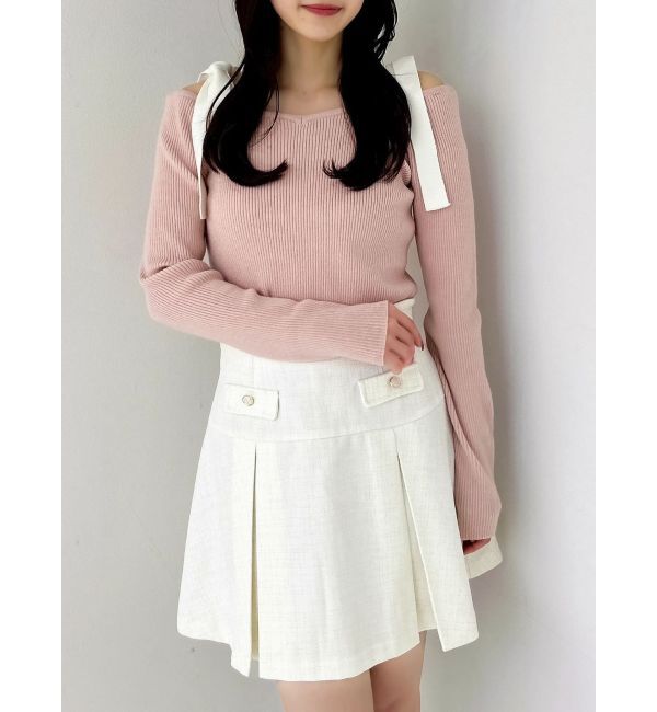 dazzlin「【WEB限定】ショルダーリボンニットトップス」|ニット・セーター|