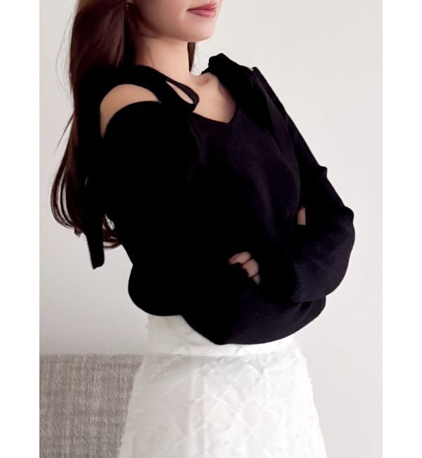 dazzlin「【WEB限定】ショルダーリボンニットトップス」|ニット・セーター|