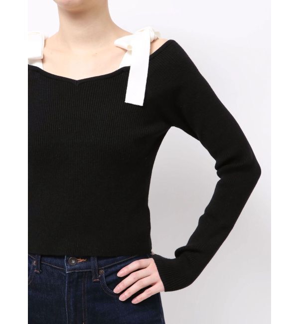 dazzlin「【WEB限定】ショルダーリボンニットトップス」|ニット・セーター|