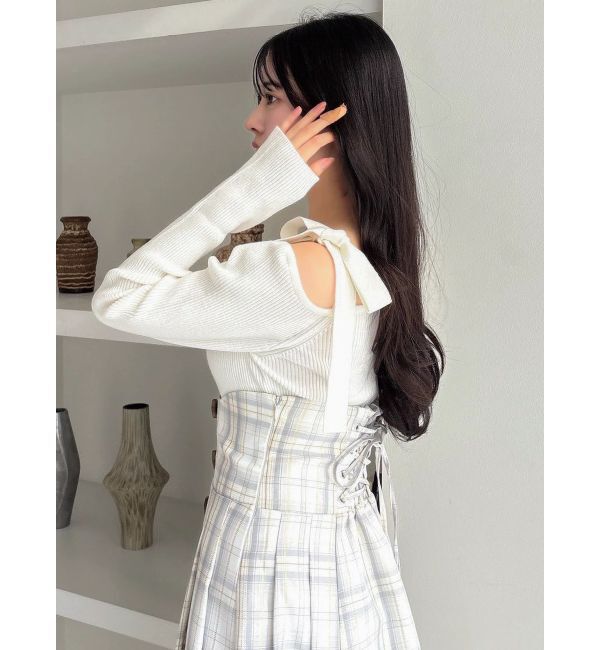 dazzlin「【WEB限定】ショルダーリボンニットトップス」|ニット・セーター|