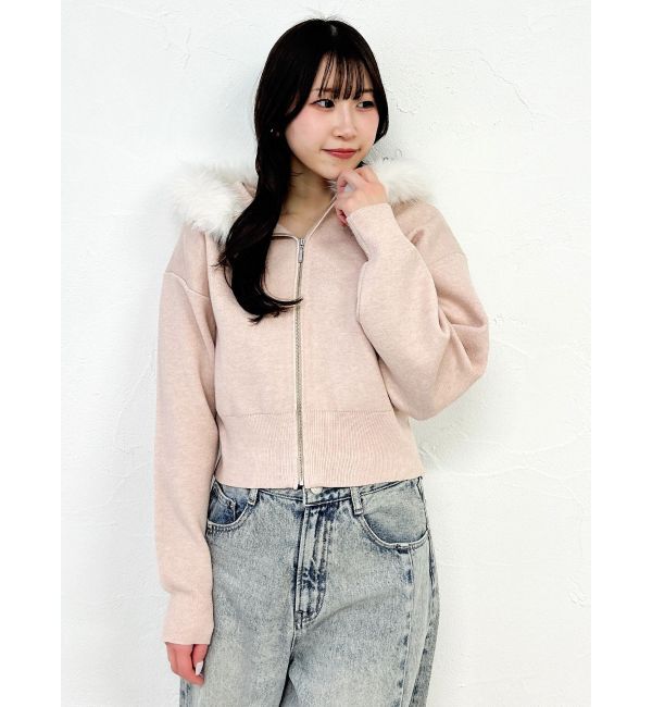 dazzlin「【WEB限定】フェイクファーニットフーディ」|パーカー|