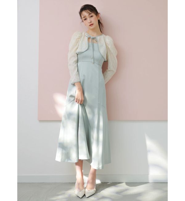 dazzlin「【藤井サチコラボ】ボレロSETサテンキャミドレス」|ワンピース|グリーン
