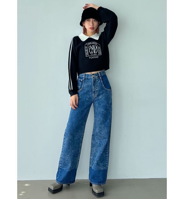 EMODA「2トーンルーズハイウエストジーンズ」|デニム|