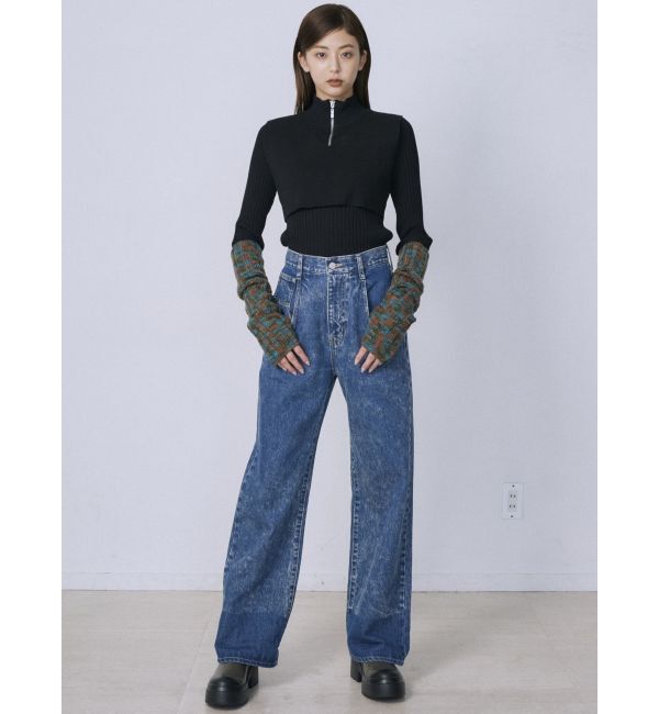 EMODA「2トーンルーズハイウエストジーンズ」|デニム|