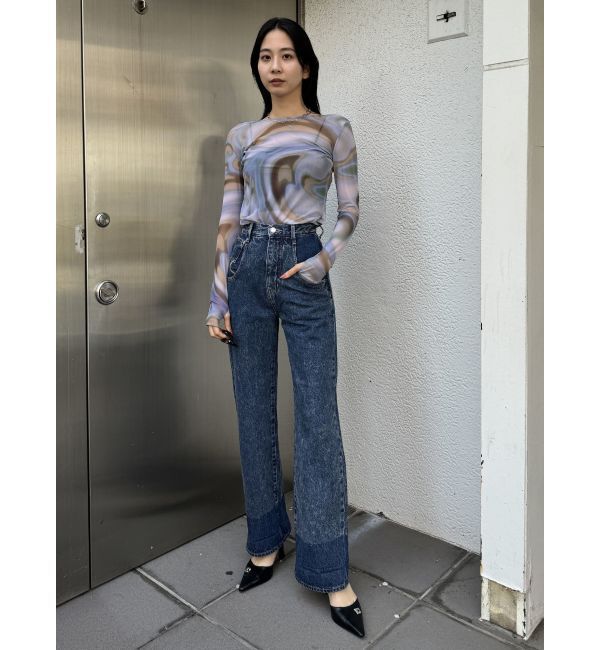 EMODA「2トーンルーズハイウエストジーンズ」|デニム|