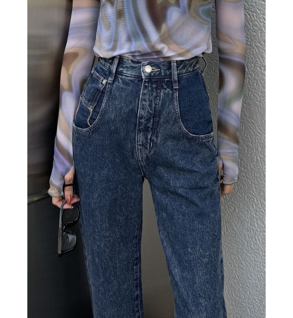 EMODA「2トーンルーズハイウエストジーンズ」|デニム|