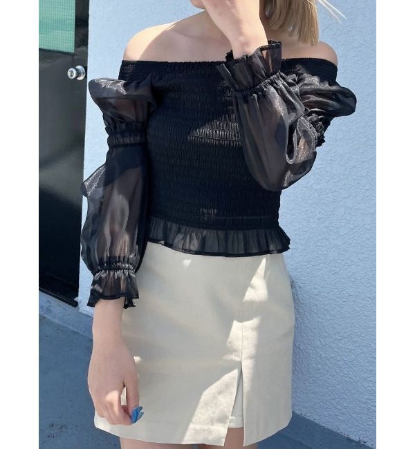 EMODA「2WAYシアーシャーリングトップ」|Tシャツ・カットソー|ブラック