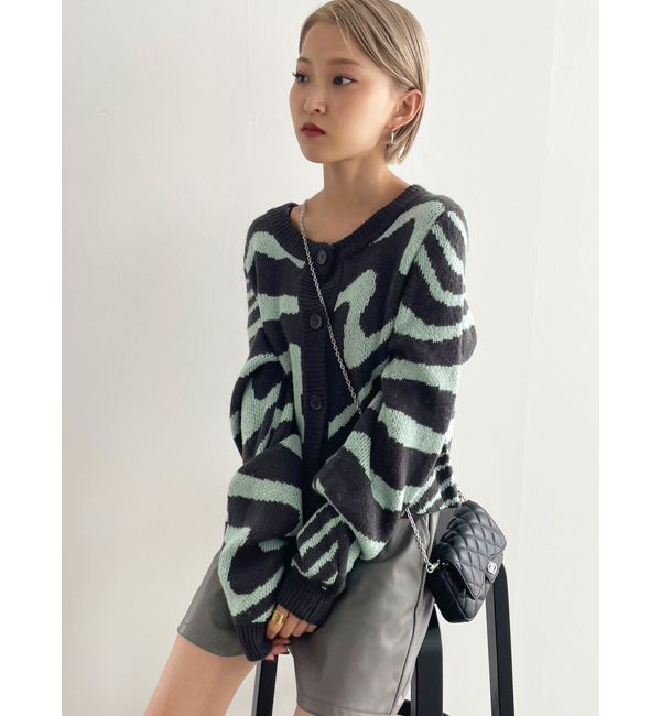EMODA「ツートーンゼブラカーディガン」|カーディガン|