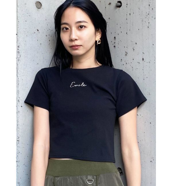 EMODA「ビーズロゴTシャツ」|Tシャツ・カットソー|ブラック