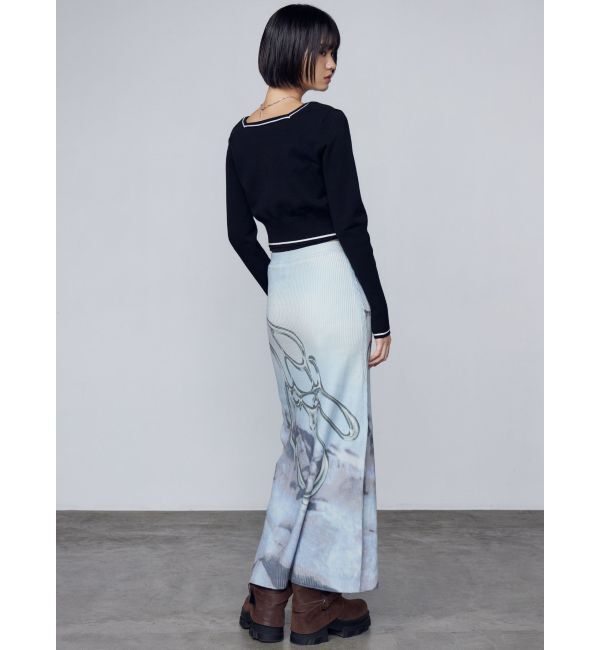 EMODA「マキシプリントリブニットスカート」|スカート|