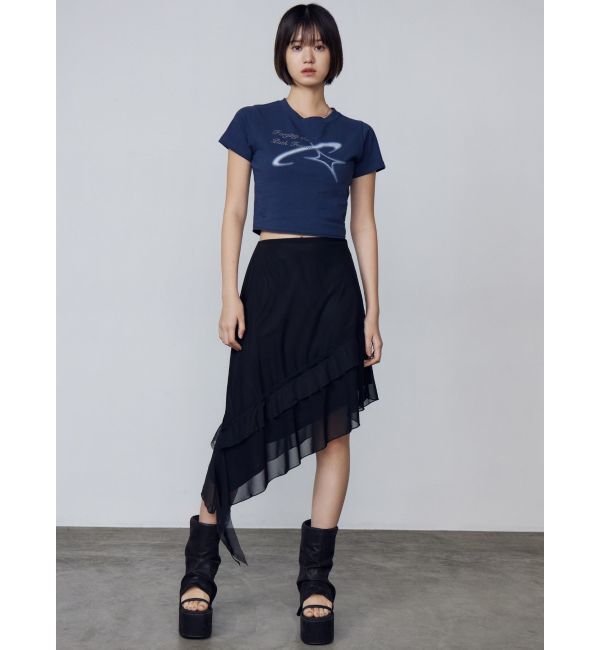 EMODA「ラッフルアシンメトリーミディスカート」|スカート|