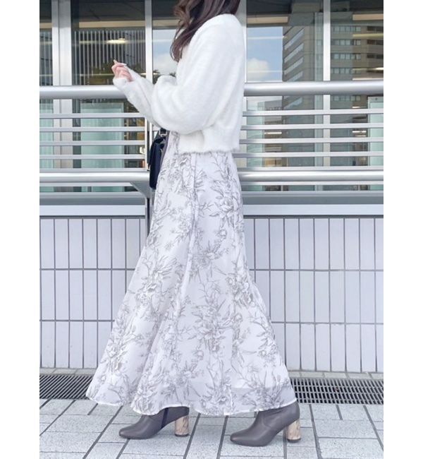 MERCURYDUO「ロングスリーブミニシャギーニットカーディガン」|カーディガン|