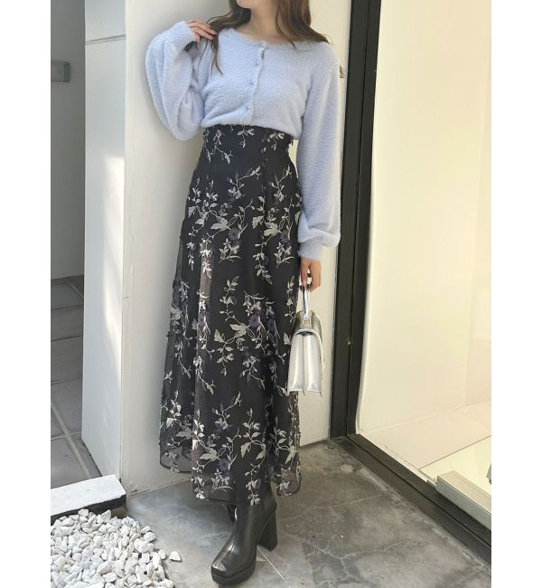 MERCURYDUO「ロングスリーブミニシャギーニットカーディガン」|カーディガン|