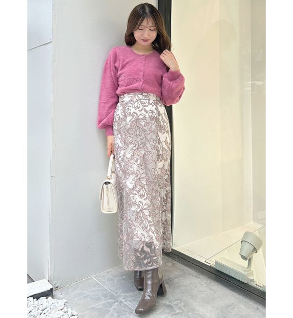 MERCURYDUO「ロングスリーブミニシャギーニットカーディガン」|カーディガン|