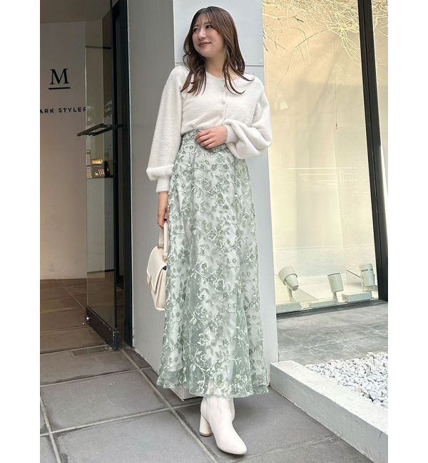 MERCURYDUO「ロングスリーブミニシャギーニットカーディガン」|カーディガン|