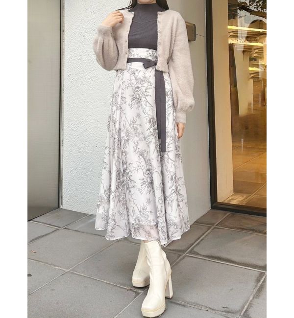 MERCURYDUO「ロングスリーブミニシャギーニットカーディガン」|カーディガン|