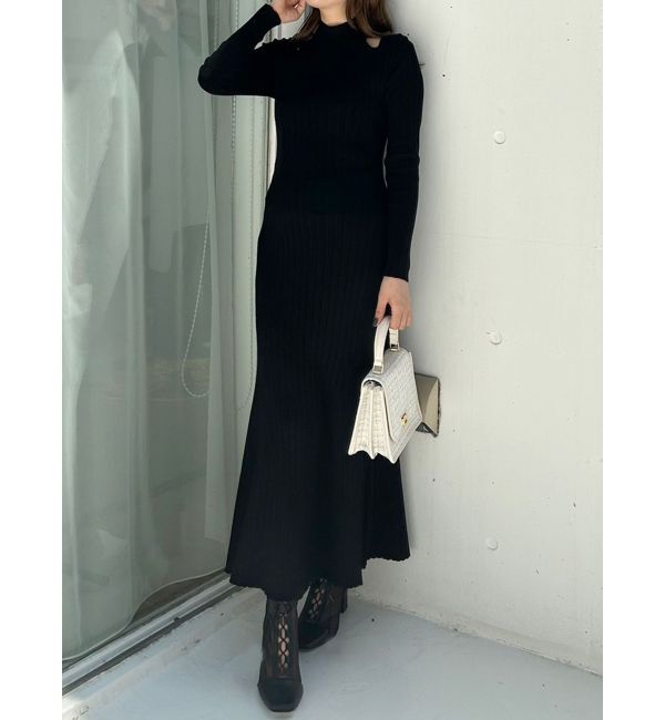 MERCURYDUO「2WAYランダムリブビスチェ風マーメイドニットワンピース」|ワンピース|