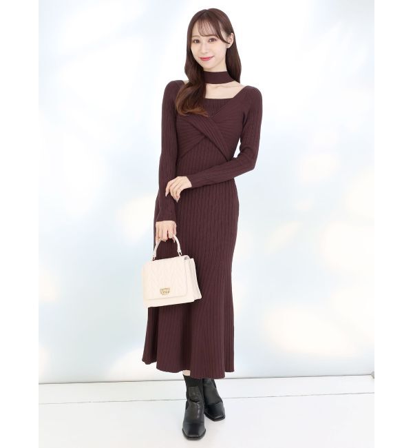 MERCURYDUO「2WAYランダムリブビスチェ風マーメイドニットワンピース」|ワンピース|