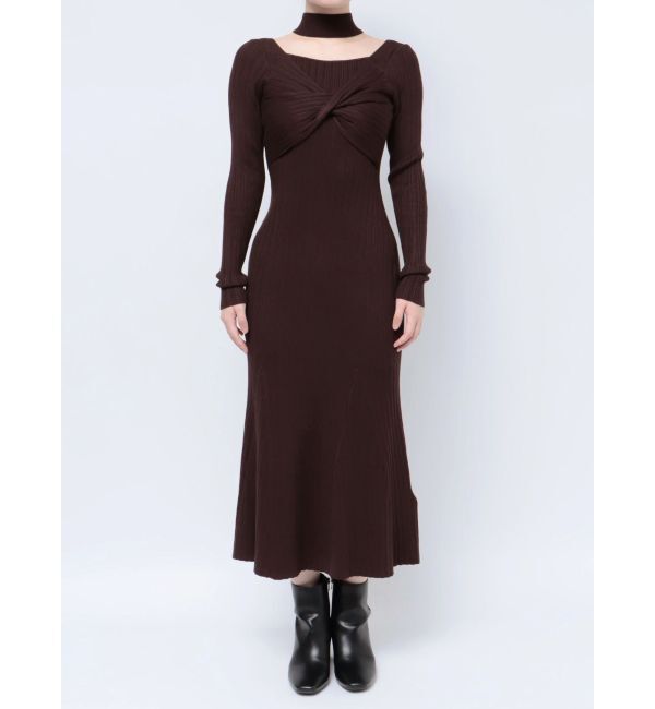 MERCURYDUO「2WAYランダムリブビスチェ風マーメイドニットワンピース」|ワンピース|