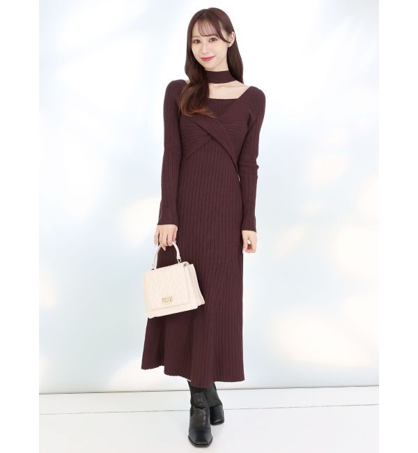 MERCURYDUO「2WAYランダムリブビスチェ風マーメイドニットワンピース」|ワンピース|