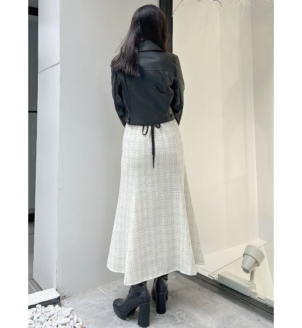 MERCURYDUO「異素材ドッキングバックレースアップニットワンピース」|ワンピース|