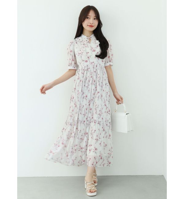 MERCURYDUO「花柄ラッフルプリーツティアードワンピース」|ワンピース|