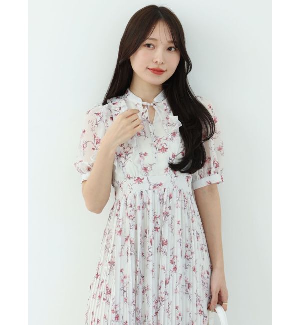 MERCURYDUO「花柄ラッフルプリーツティアードワンピース」|ワンピース|