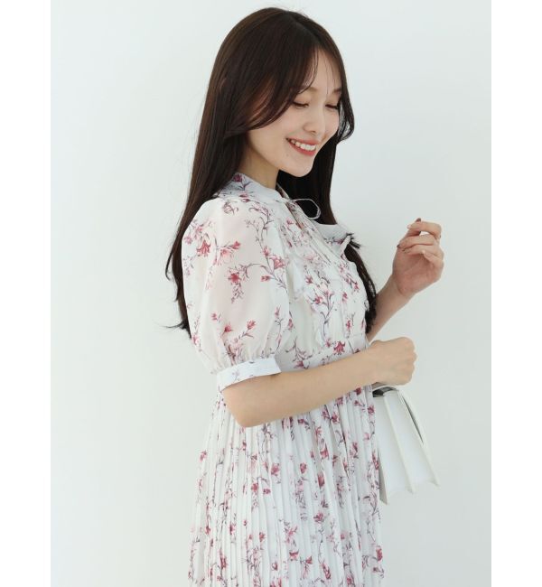 MERCURYDUO「花柄ラッフルプリーツティアードワンピース」|ワンピース|