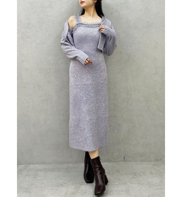 MERCURYDUO「ラメシャギーカーデセットキャミニットワンピース」|ワンピース|