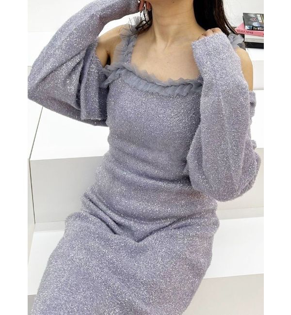 MERCURYDUO「ラメシャギーカーデセットキャミニットワンピース」|ワンピース|