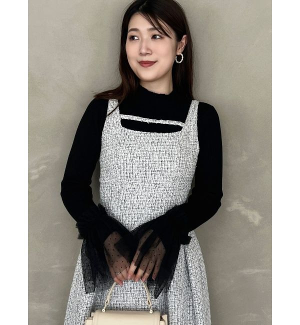 MERCURYDUO「異素材フレアスリーブニット」|ニット・セーター|