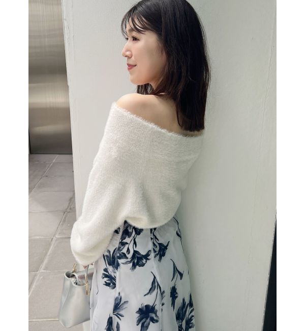 MERCURYDUO「オフショルミニシャギーニット」|ニット・セーター|