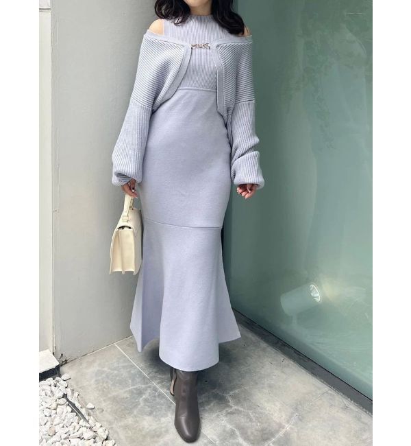 MERCURYDUO「チェーンボレロセットニットマーメイドワンピース」|ワンピース|