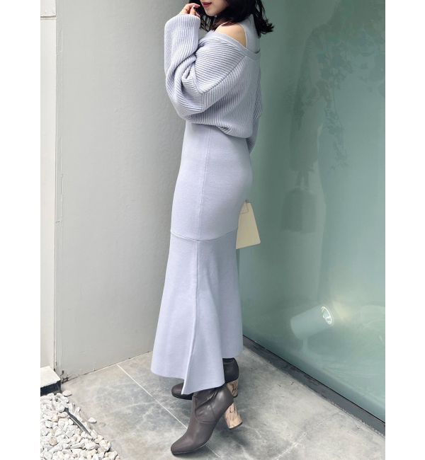 MERCURYDUO「チェーンボレロセットニットマーメイドワンピース」|ワンピース|