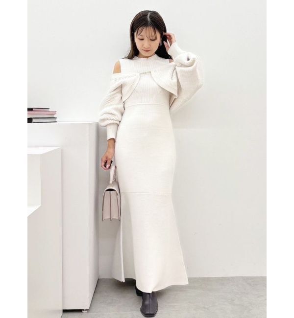 MERCURYDUO「チェーンボレロセットニットマーメイドワンピース」|ワンピース|