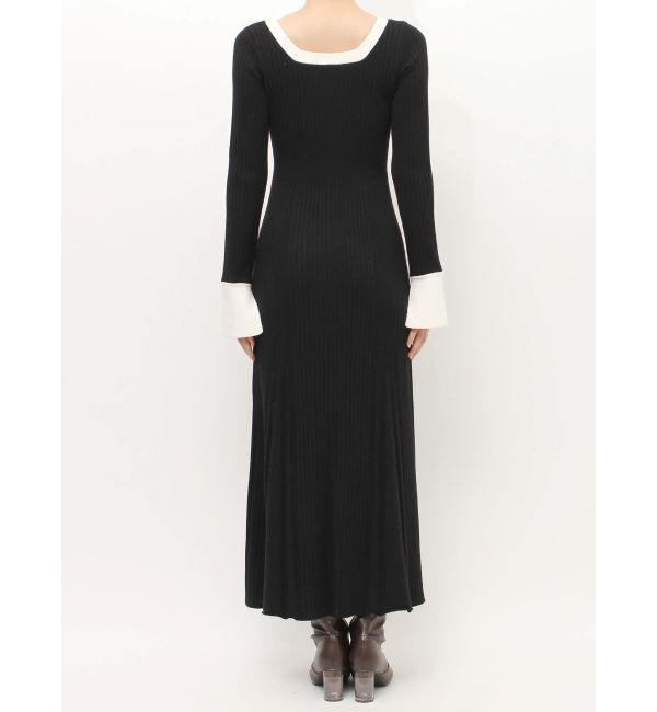 MERCURYDUO「バイカラーフレアスリーブニットワンピース」|ワンピース|