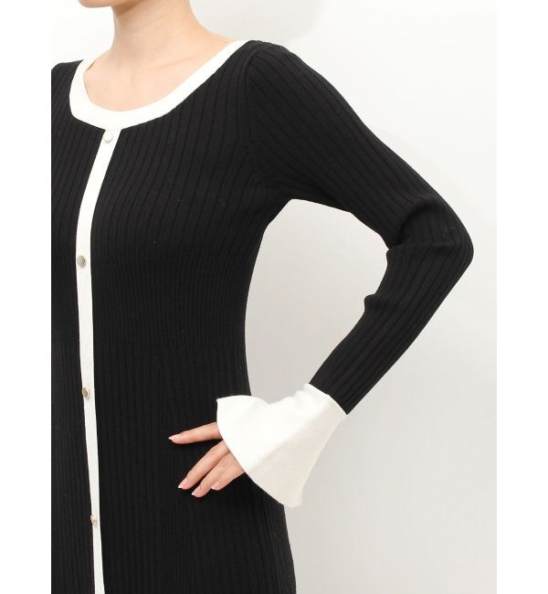 MERCURYDUO「バイカラーフレアスリーブニットワンピース」|ワンピース|