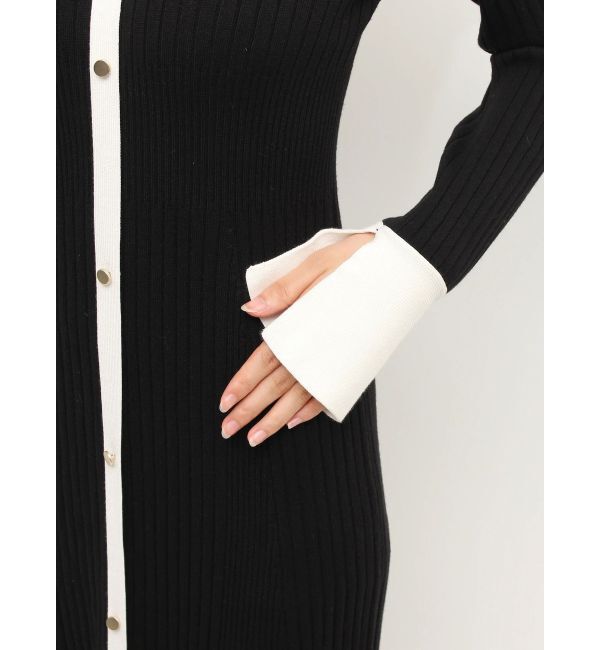 MERCURYDUO「バイカラーフレアスリーブニットワンピース」|ワンピース|