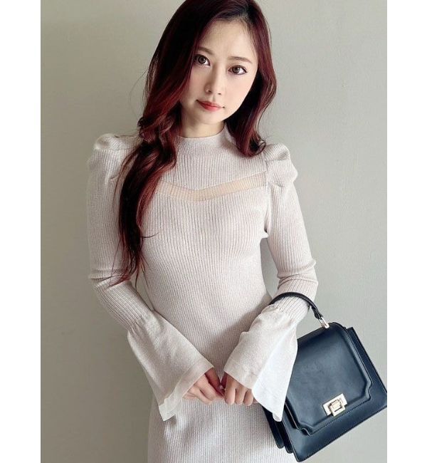 MERCURYDUO「シアーカットラメニットワンピース」|ワンピース|