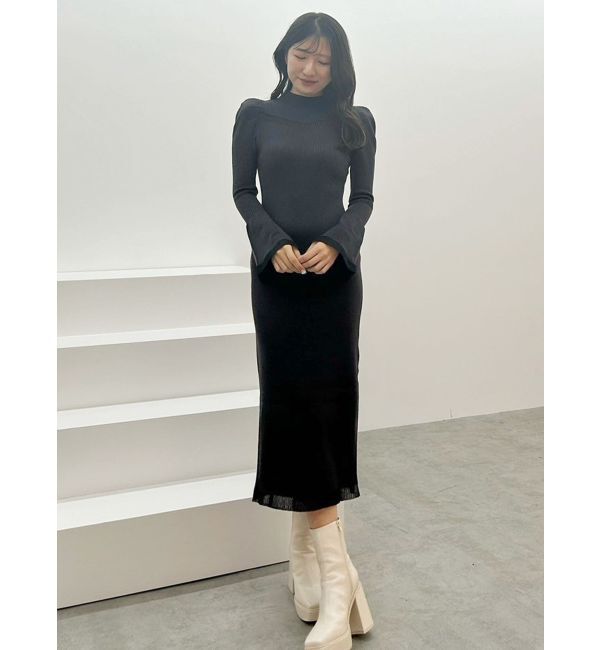 MERCURYDUO「シアーカットラメニットワンピース」|ワンピース|